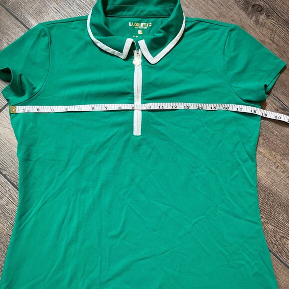 Lilly Pulitzer Luxletic Frida Half Zip Polo UPF 50+ Fiddle Leaf Green - Picture 4 of 6